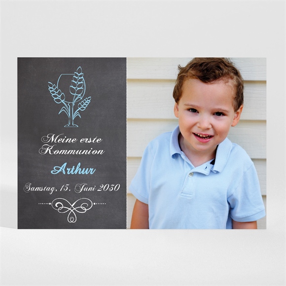 Einladung Kommunion weizenähren blau - magnet