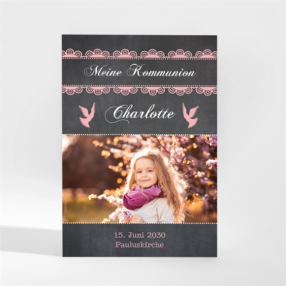 Einladung Kommunion Rosa Taube - Magnet ref.N210105