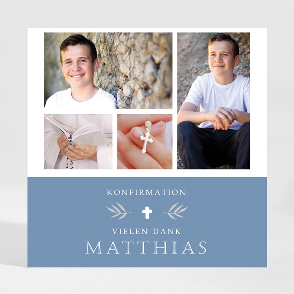 Dankeskarte Konfirmation Vergiss mein nicht blau Magnet ref.N300906