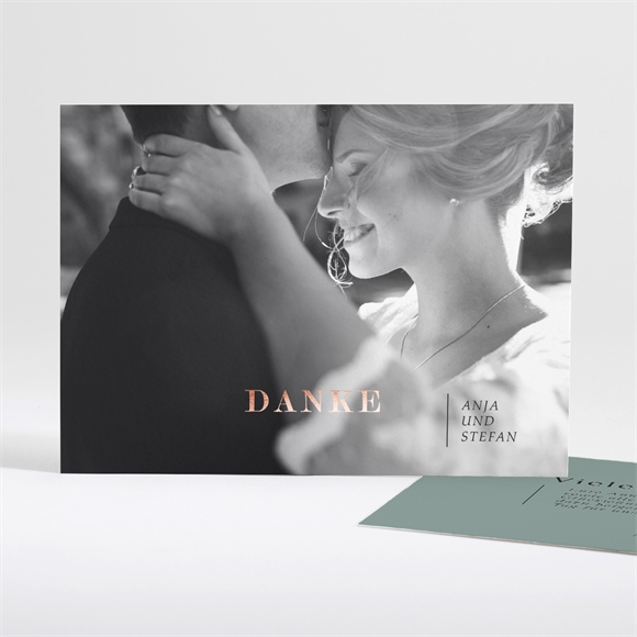 Dankeskarte Hochzeit Lorbeergrün - Kupfer ref.N18121