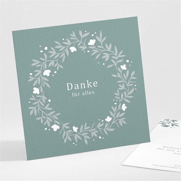 Dankeskarte Konfirmation Smaragder Blumenkranz ref.N301423