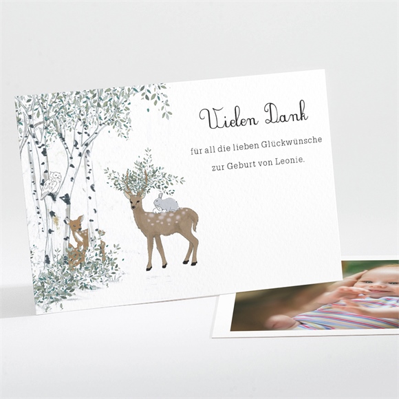 Dankeskarte Geburt Waldlichtung ref.N111291