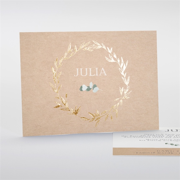 Einladung Konfirmation goldkranz und kraftpapier