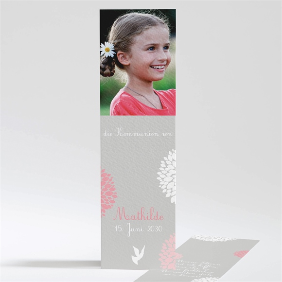 Andenken Kommunion Taube mit Blumen ref.N201288