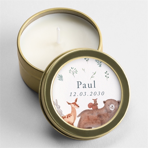 Kerze Geburt Waldtierchen ref.N360871