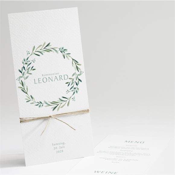 Menükarte Kommunion Blätter und Vergoldung ref.N221201