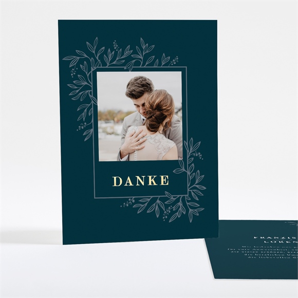 Dankeskarte Hochzeit Königsblau - Gold ref.N28128