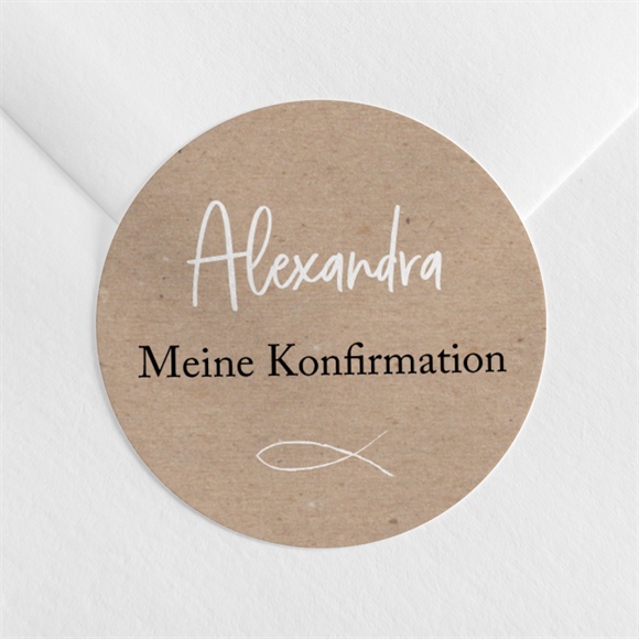 Aufkleber Konfirmation Ichtus auf Kraftpapier ref.N3601288