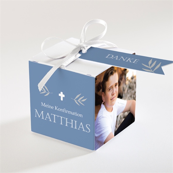 Geschenkbox Konfirmation Vergiss mein nicht blau ref.N340588