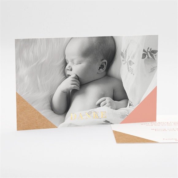 Dankeskarte Geburt Entdeckung in Pastell - Gold ref.N17124