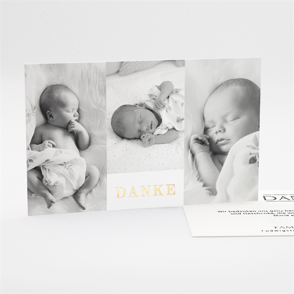 Dankeskarte Geburt Initial im Patchwork - Gold ref.N17119