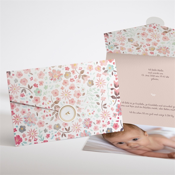 Geburtskarte Blumig frisch - Umschlag ref.N97152