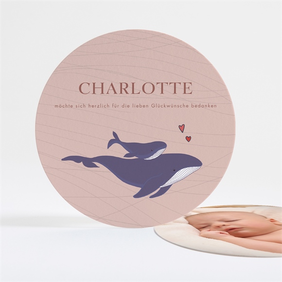 Dankeskarte Geburt Kleine Walfischfamilie ref.N321160