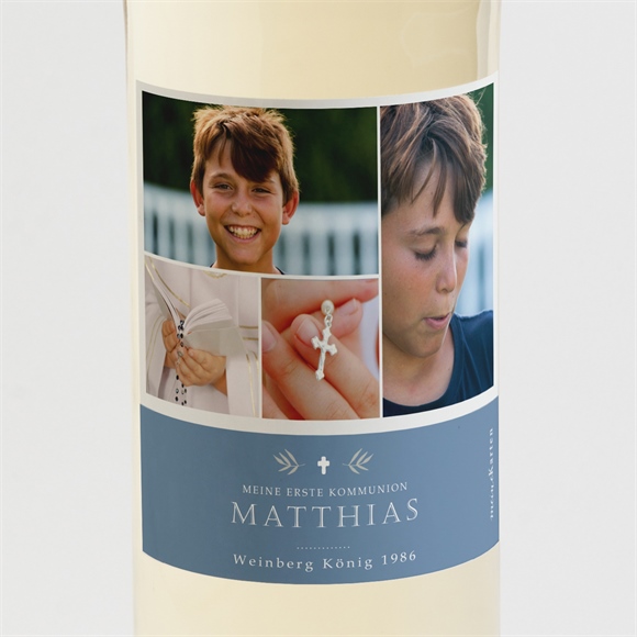 Flaschenetikett Kommunion Vergiss mich nicht - blau ref.N3001832