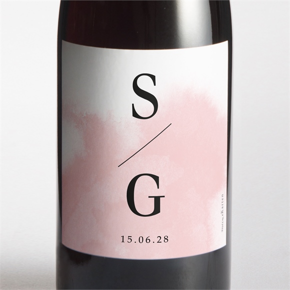 Flaschenetikett Hochzeit Schwarz und Pastell ref.N3001625