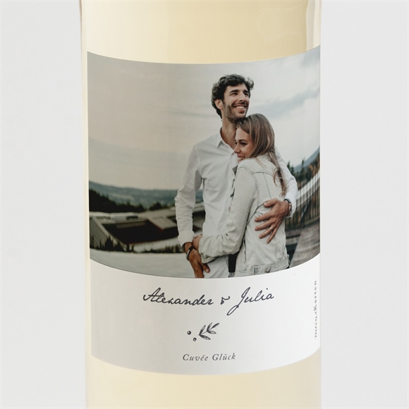 Flaschenetikett Hochzeit laub