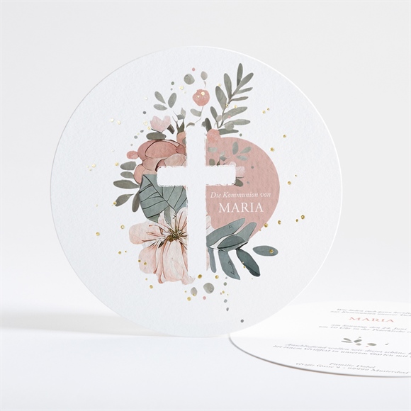 Einladung Kommunion Pastellzauber - Gold Rund ref.N321241