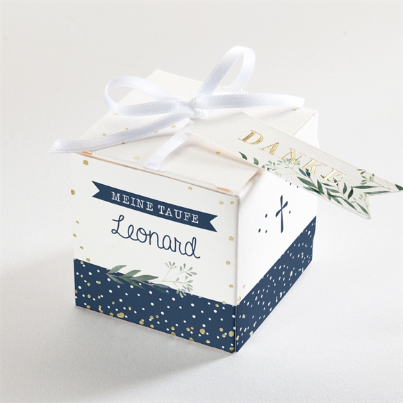 Geschenkbox Taufe Pünktchen blau - Gold ref.N340553