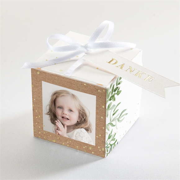 Geschenkbox Taufe Kraftpapier und Pflanzenmotiv2 ref.N340560
