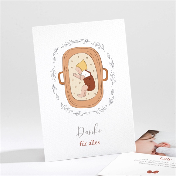 Dankeskarte Geburt Kleines Babykörbchen ref.N211579