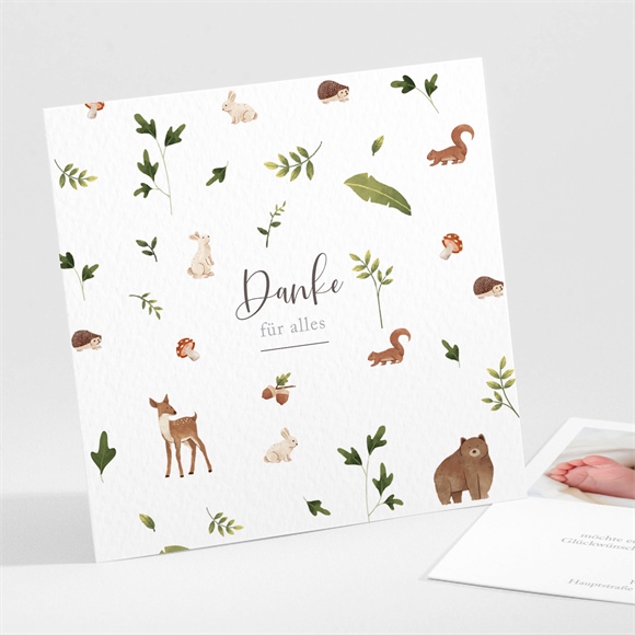 Dankeskarte Geburt Fröhliche Gefährten ref.N301432