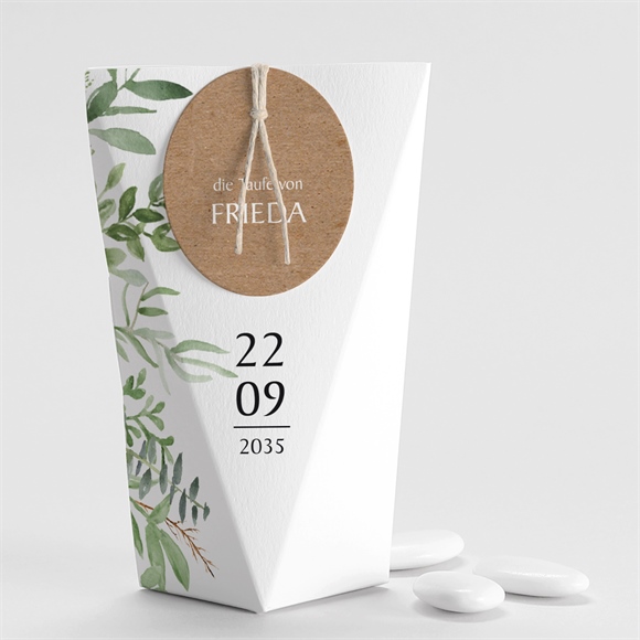 Geschenkbox Taufe Kraftpapier und Pflanzenmotiv3 ref.N520218