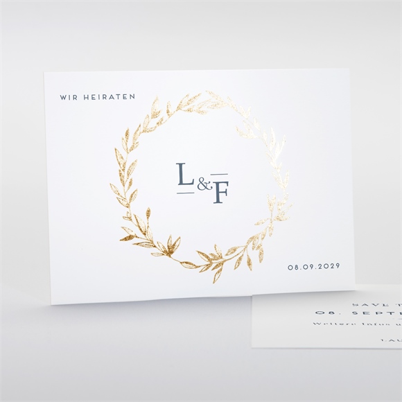 Save the Date Karte Goldkranz, Gold ref.N18127