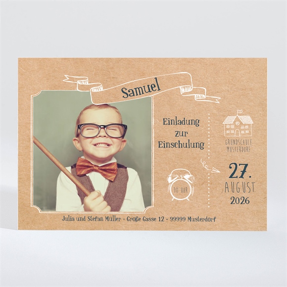 Einladungskarte Einschulung Einschulung Kraftpapier ref.N110237