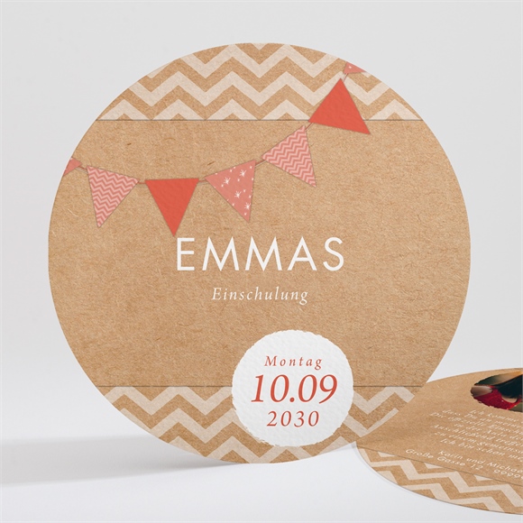 Einladungskarte Einschulung Runde Freude ref.N321251