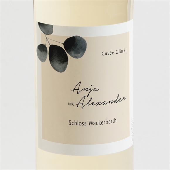 Flaschenetikett Hochzeit Aquarell in Schwarz ref.N3001866