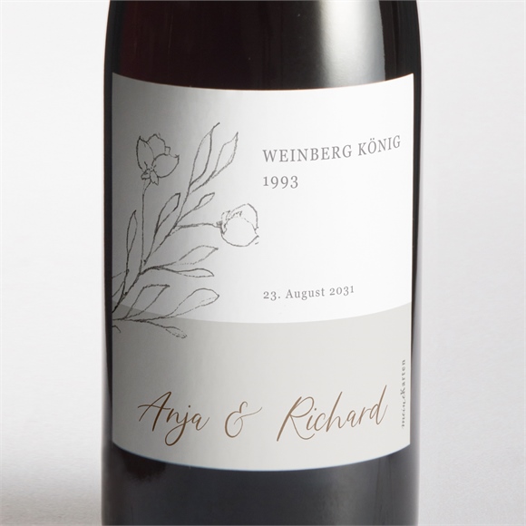 Flaschenetikett Hochzeit elegante skizze