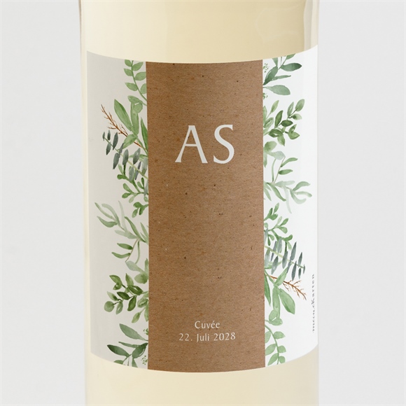 Flaschenetikett Hochzeit Zierliches Laub ref.N3001858