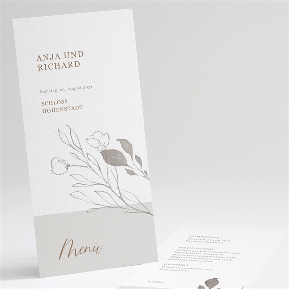 Menükarte Hochzeit Elegante Skizze ref.N221230