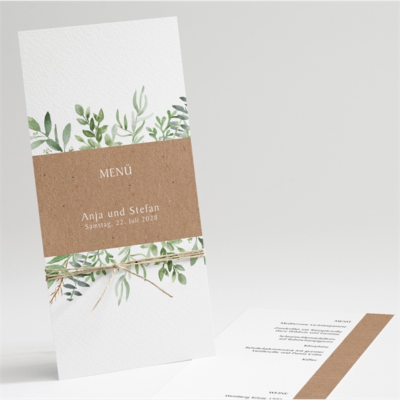 Menükarte Hochzeit Zierliches Laub ref.N221222
