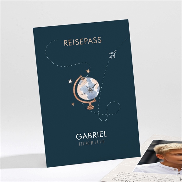 Dankeskarte Einschulung Reisepass zur Schule ref.N211595