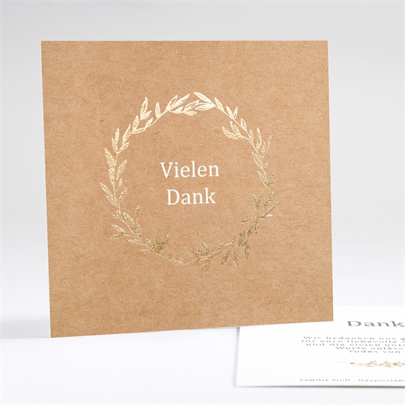 Trauerdanksagung kraftprägung - gold