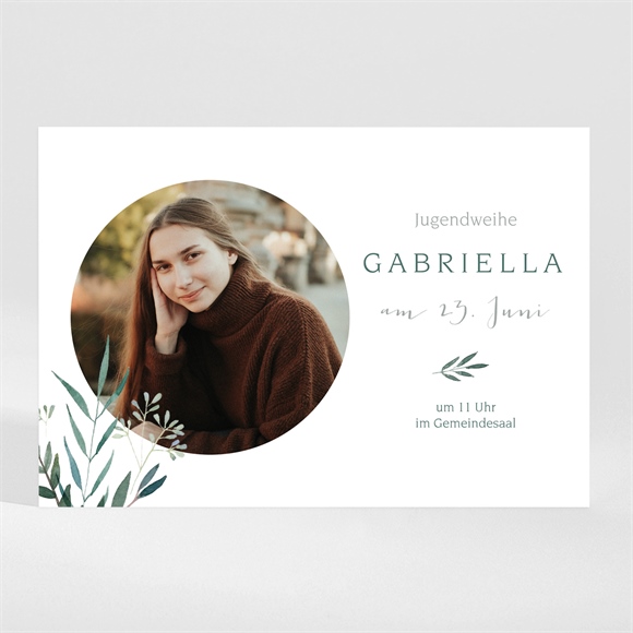 Einladungskarte Jugendweihe Grüner Blätterzweig - Magnet ref.N110256