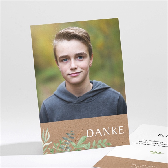 Danksagungskarte Jugendweihe Kraftpapier-Design ref.N211610