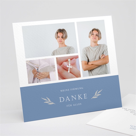 Danksagungskarte Firmung Blaue Fotocollage ref.N311282