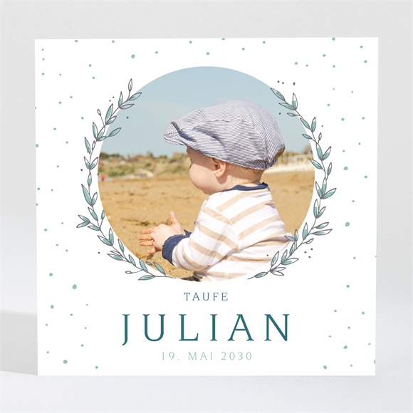 Einladung Taufe Blätterranke Grün Magnet ref.N3001658