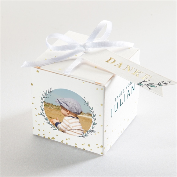 Geschenkbox Taufe Blätterranke Grün - Gold ref.N340614