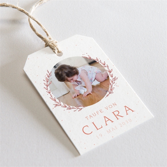 Geschenkanhänger Taufe Blätterranke Rosa ref.N291578