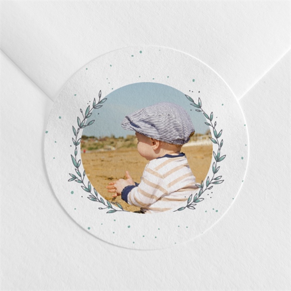 Aufkleber Taufe Blätterranke Grün ref.N3601548