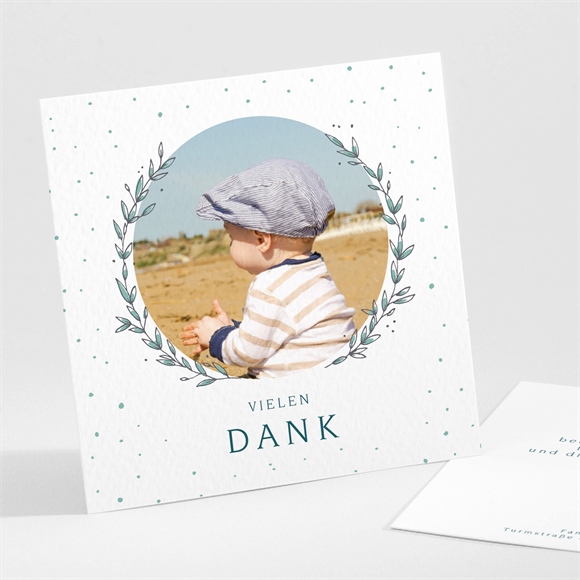 Dankeskarte Taufe Blätterranke Grün ref.N301450