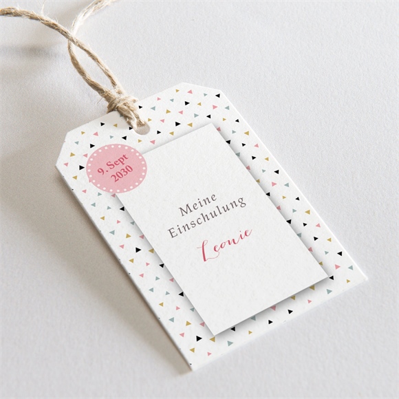 Geschenkanhänger Einschulung Freudenfeuerwerk Rosa ref.N291624