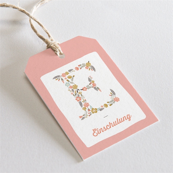 Geschenkanhänger Einschulung Blumeninitial Rosa ref.N291630