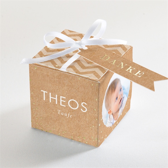 Geschenkbox Taufe Blaue Girlande - Gold ref.N340547