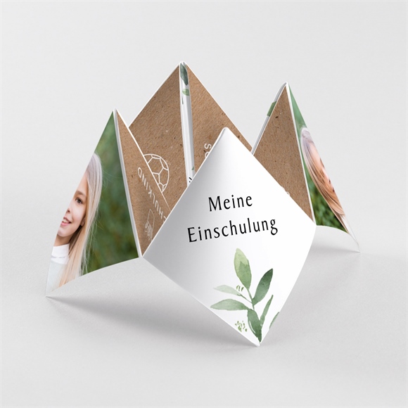 Einladungskarte Einschulung Blätter und Kraftpapier 2 ref.N330102