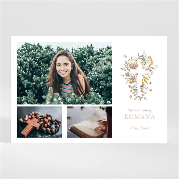 Danksagungskarte Firmung Flower Party - Magnet ref.N110271