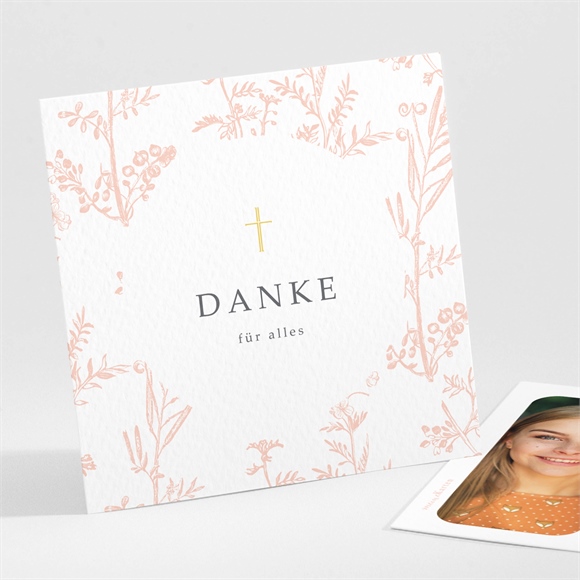 Dankeskarte Konfirmation Zarte Pflanzenmalerei ref.N301485